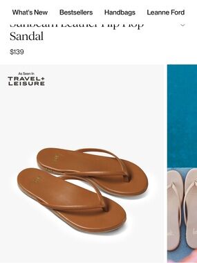 beek Tan Leather Flip Flop Sandals